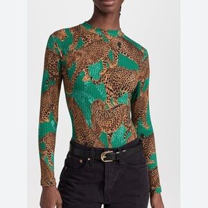 FARM RIO ribbed leopard bodysuit